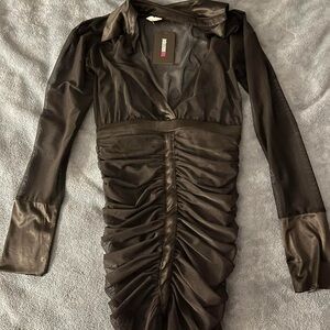 Chic Black Ruched Chemise